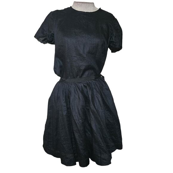 Band of Outsiders Black Short Sleeve Linen Mini Dress Size 2 - Picture 1 of 4